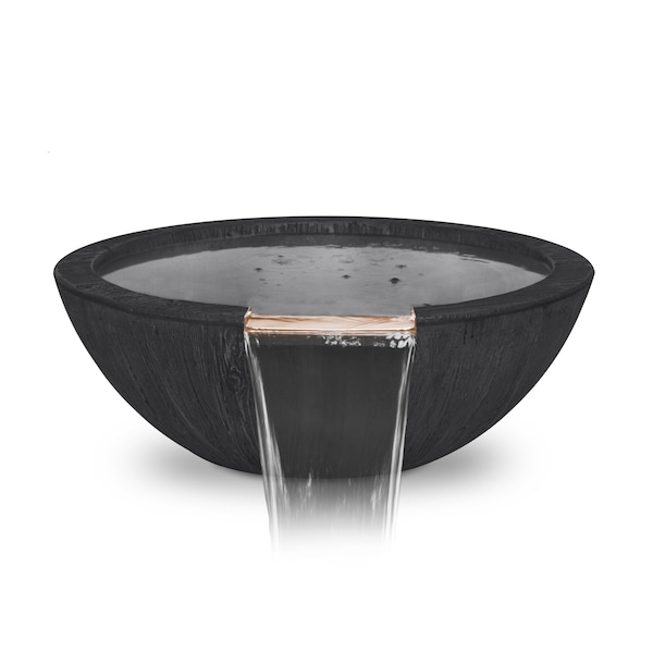 The Outdoor Plus 27 Round Sedona Water Bowl - Wood Grain GFRC Concrete - Ebony - OPT-27RWGWO-EBN - main